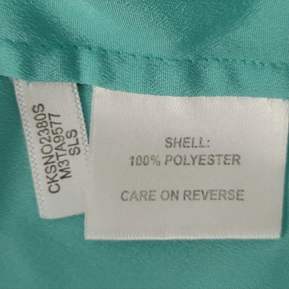 Calvin Klein Womens Popover Top Green Long Sleeve Band Collar Pockets High Low M - Picture 7 of 8